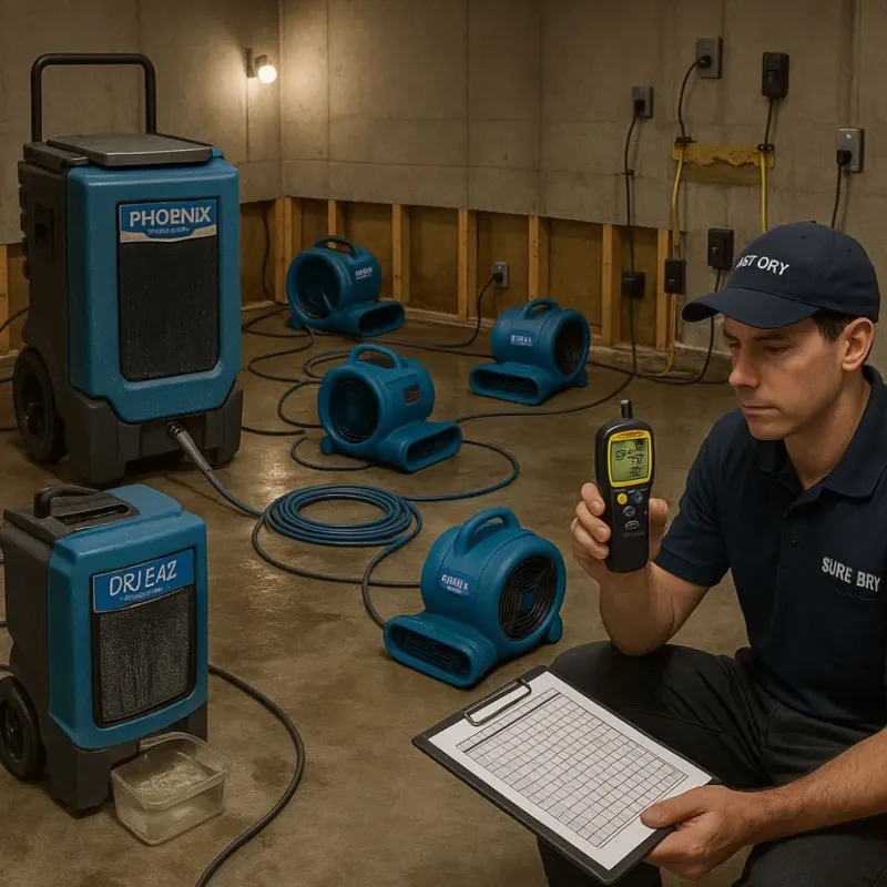 Structural Drying and Dehumidification process in Holton, KS